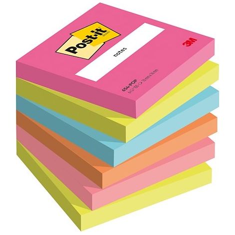 3M 654-6-POP Post-it Carré Multicolore 100 feuilles Auto-adhésif (1/4)
