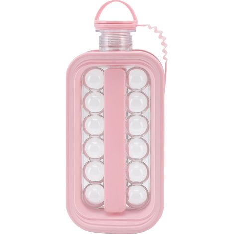 Fabricant de boules de glace pliables, bouilloire Portable en plastique Silicone, moule de bouteille pour usage domestique rose (1/5)