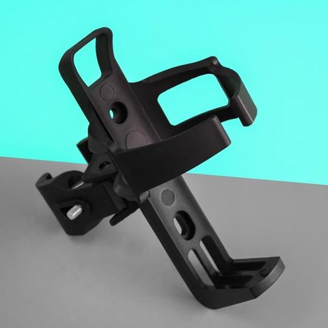 Schwarzer montagefreier Fahrradbecherhalter mit Schnellklemmbefestigung universell verstellbarer Wasserflaschenhalter für Fahrräder Roller und (1/5)