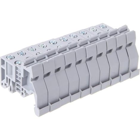 10 Pcs Euk, Euk2 Din Rail Borniers Borniers Support de Butée Finale Ignifuge Composants Fixes et Pièces Terminal Terminal Fixe Gris (1/5)
