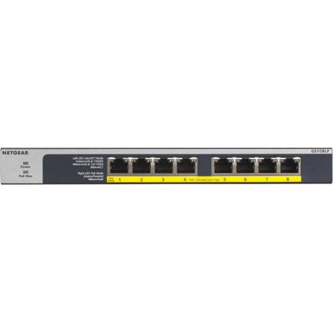 Netgear gs108lp non gestito gigabit ethernet (10/100/1000) supporto power over ethernet (poe) 1u nero, grigio - GS108LP-100EUS (1/5)