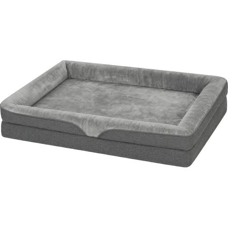 Coussin pour chien avec bords surélevés, fond antidérapant, aspect lin, lavable et résistant aux éclaboussures, 91 x 68 x 16 cm (1/5)