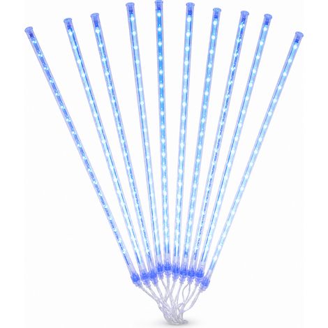 Guirlande LED Pluie de Météores Bleue, 10 Tubes, 360 LED, Étanche, Branchement Secteur Extérieur (1/5)