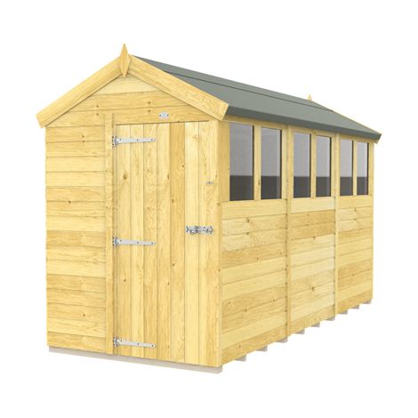 5 x 12 Feet Apex Shed - Single Door With Windows - Wood - L358 x W147 x H217 cm