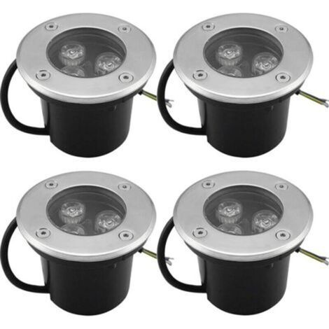 4 PACK 3W IP65 Spot LED Encastré Extérieur 270 Lumen Rond Led Terrasse Downlight Lampe D'éclairage De Jardin Extérieur, pour Jardin Chemin Cour Garage, Blanc Chaud
