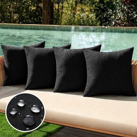 Set di 4 fodere impermeabili per cuscini da esterno，realizzate in finta poliestere e lino，federe decorative per giardino，blu royal，3050 cm (1/5)