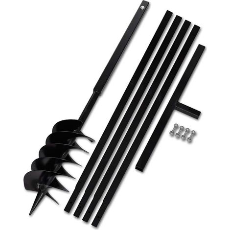 Tarière de sol manuelle pour creuser et planter en acier avec manche et rallonges noir 150 mm (1/5)