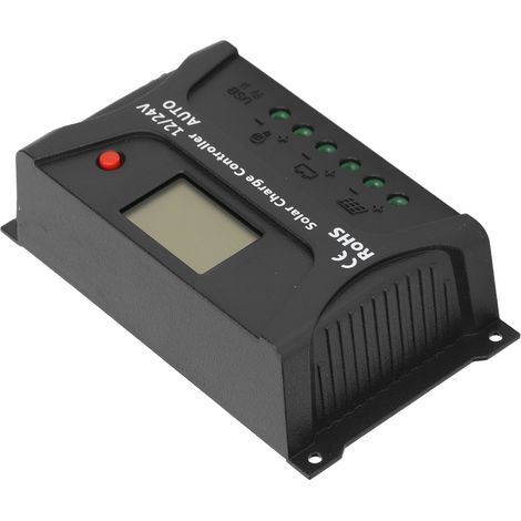 Contrôleur de charge solaire PWM intelligent 20 A 12 V/24 V avec détection automatique, affichage LED et port USB (1/5)
