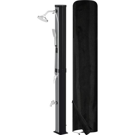 Jopassy Doccia solare da giardino 60L argento con doccetta, soffione rotondo, doccia a pedale e materiale di montaggio (1/5)