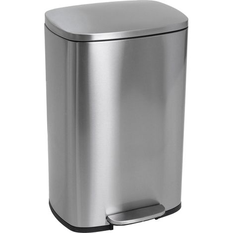 Kitchen Move – Poubelle à pédale inox 50L – Acier inoxydable brossé – Mécanisme à pédale hygiénique – Couvercle à fermeture douce – Base antidérapante (1/10)