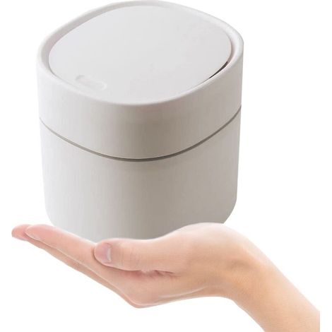 Mini poubelle avec couvercle 2 litres – Compacte 13x13x14 cm – Matériaux ABS et PP – Pour espaces confinés et bureaux (1/5)
