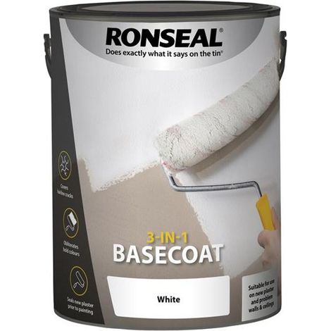 Ronseal 39400 3-in-1 Basecoat White 5 litre RSL39400