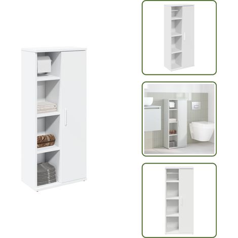 Meuble de salle de bain avec porte-rouleau blanc 39x22x90 cm - Meuble De Salle De Bain - Meubles De Salle De Bain - Meuble De Rangement De Salle De Bain - Meuble De Rangement De Toilette