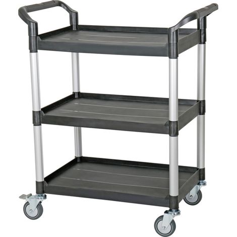 Chariot de service STIER à 3 étagères, 850 mm de long x 480 mm de large x 1000 mm de haut