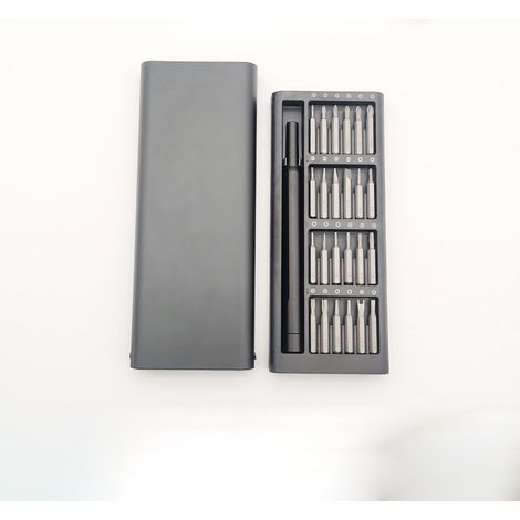 Kit de 24 embouts de tournevis magnétiques S2 avec manche en alliage d'aluminium, étui en aluminium pour réparation de téléphone portable. (1/5)