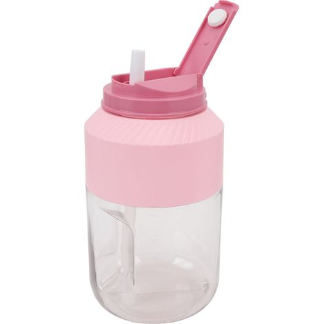 Blender portable 1L à double couvercle, utilisation efficace, sangle pratique, rechargeable et sans fil, idéal pour les voyages, la salle de sport et les fêtes (rose). (1/5)