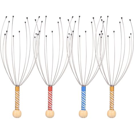 Lot de 4 masseurs de tête et gratte-cuir chevelu, outils de massage relaxants pour la tête et le corps (couleur aléatoire). (1/5)