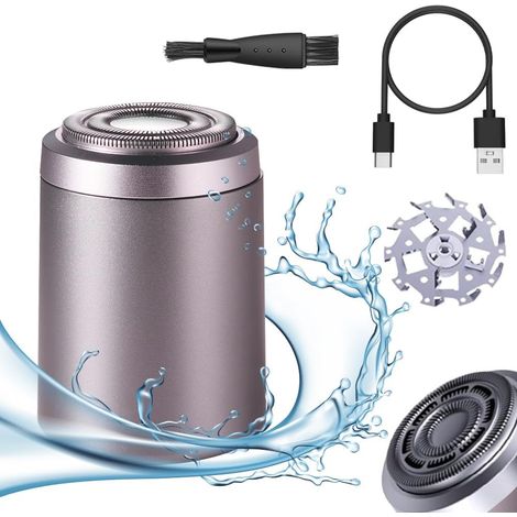 Rasoio elettrico da uomo, mini rasoio elettrico portatile, impermeabile, utilizzabile a secco e sotto la doccia, per casa, viaggi e ufficio (viola)