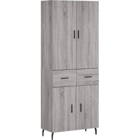Aparador cajonera mueble almacenaje organizador cocina salón salón alto sonoma 695 x 34 x 180 cm madera de ingeniería gris 020035416