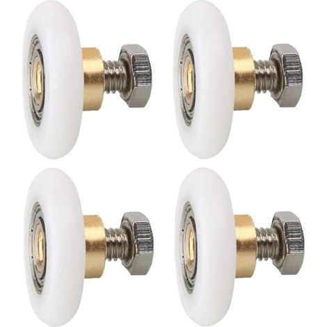 Lot de 4 roulettes porte de douche 23 mm – Nylon avec mandrin en cuivre – Installation facile avec vis M4 – Pour portes coulissantes en verre (1/5)