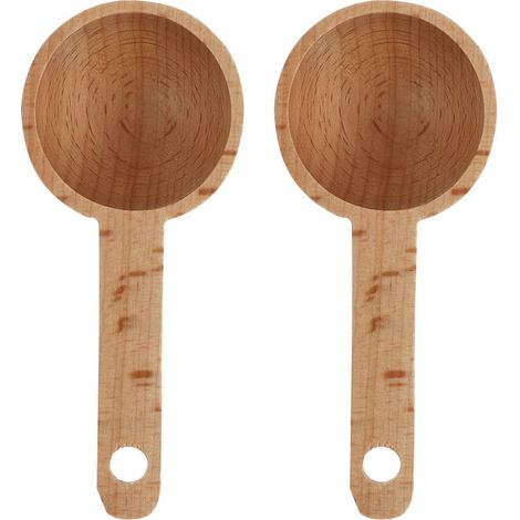 Messlöffel, Holzmesslöffel, Kaffeelöffel, Küchenmesswerkzeug (2 praktische Messlöffel aus Holz). (1/5)