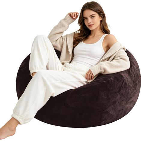 Sillón puff 4FT para adultos 100x100x50 cm marrón de espuma OKWISH (1/5)