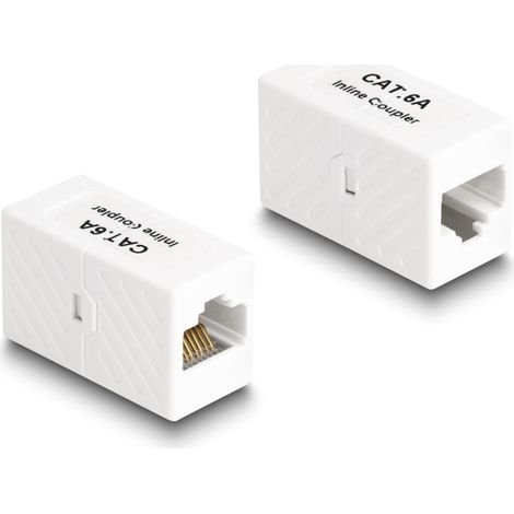 Delock Adaptador RJ45 hembra a RJ45 hembra Cat.6A UTP blanco
