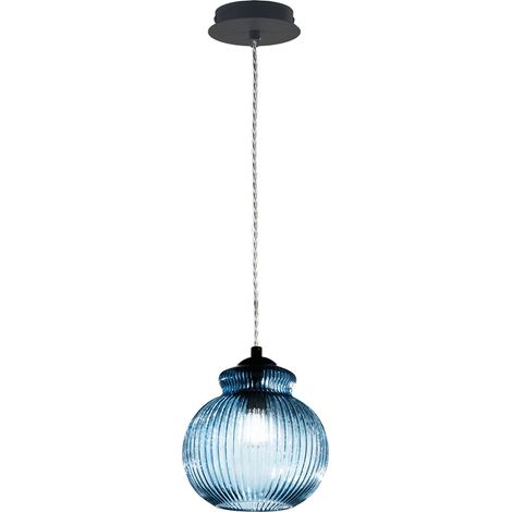 Suspension en verre moderne réglable Madagascar - Bleu (1/2)