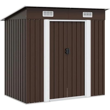 Abri de Jardin 194x121x181cm Marron Acier - Remise Stockage Extérieur-x (1/5)
