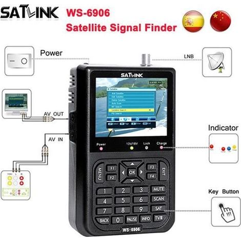 WS-6906 satellite Finder DVB-S 3.5 pouce LCD Affichage DVB-S FTA Numérique Signal Satellite WS 6906 sat finder Compteur (1/3)
