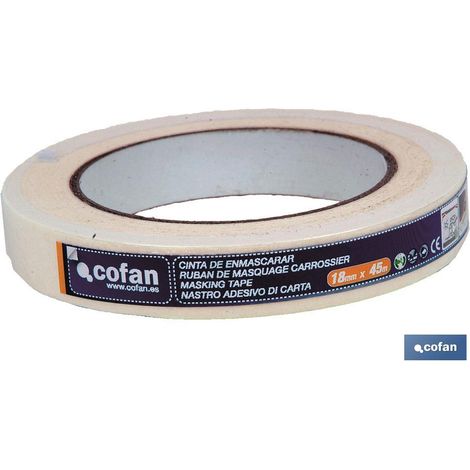 COFAN cinta crepe carrocero 48mm x 45mts , Cinta de carrocero para trabajos de pintura y bricolaje. Este producto se trata de un papel crepado con adhesivo ideal para proteger supe