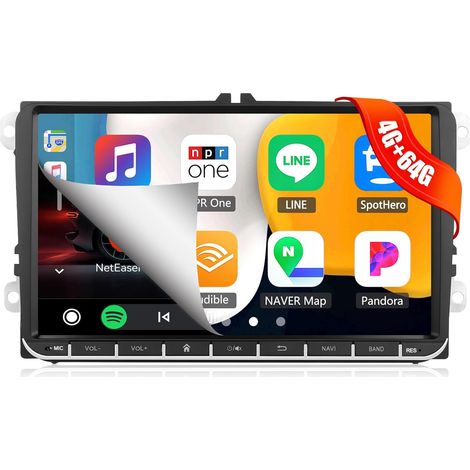 4G+64G 8core Android 13 für VW Golf 5 Polo Skoda Caddy Autoradio, mit Carplay Android Auto, 9 Zoll 2DIN Bildschirm mit Navigation RDS/FM/Mirror Link Bluetooth WiFi SWC und USB