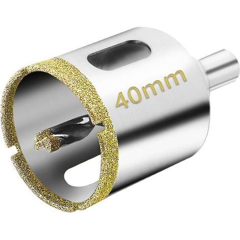 2 pièces Scie Cloche Diamantée 40 mm avec Foret Guidage de Centrage, Scie Cloche Carrelage avec revêtement diamant, Foret trépan Diamant pour verre, carrelage, céramique, marbre, granit (1/4)