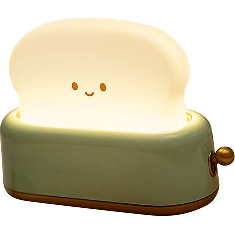 Lampe de chevet LED pour chambre d'enfant, veilleuse en forme de pain rechargeable USB, gradation sans palier, lampe de bureau verte (1/5)