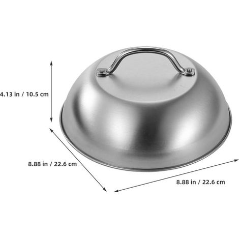 Couvercle rond en inox de 23 cm (9 pouces) avec poignée thermorésistant pour barbecue et cuisine domestique (1/5)