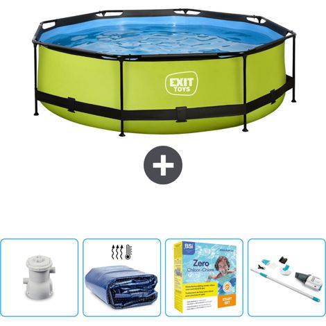 Piscine Ronde Structure Chaux EXIT - 300 x 76 cm - Comprend des Accessoires CB26 (1/4)