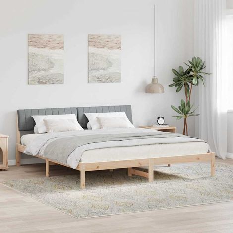 vidaXL Bettgestell Braun und hellgrau 180 x 200 cm Massivholz Kiefer (1/5)