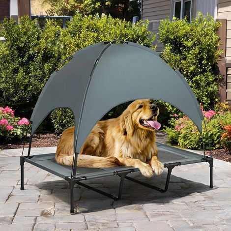 Lit chien surélevé avec parasol metal 122 x 92 x 108 cm (1/5)