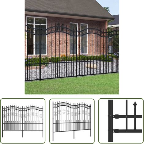 The Living Store Gartenzaun mit Speerspitzen Schwarz 190 cm Stahl - Gartenzaun - Stahldurchgang - Zaunfeld - Sicherheitszaun - Zierzaun (1/5)