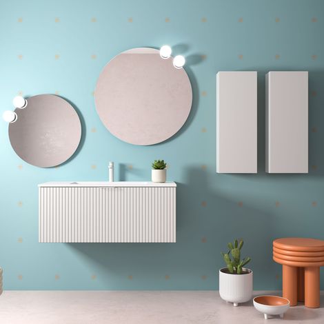 Armoire murale BIBA 1000 1 tiroir métal et tiroir caché WHITE COTTON 997 x 405 x 450 mm (1/4)