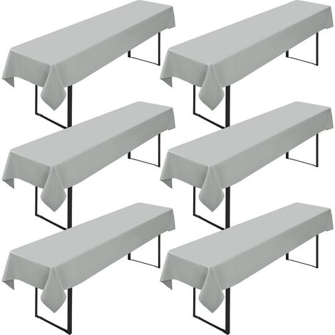 6er-Set Tischdecken für Bierbänke 100x250cm Hellgrau, Polyester, Waschbar
