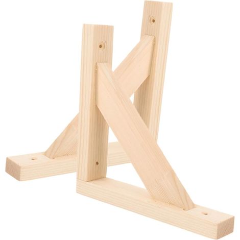 Support D'Étagère Flottant En Bois 2 Pièces Support Mural D'Angle Triangulaire 20X20X1.18In Résistant À L'Usure Pour Bibliothèque Cuisine Et Décoration Murale (1/5)