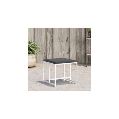 Tabourets de jardin avec coussins 4pcs blanc acier et textilène (1/5)