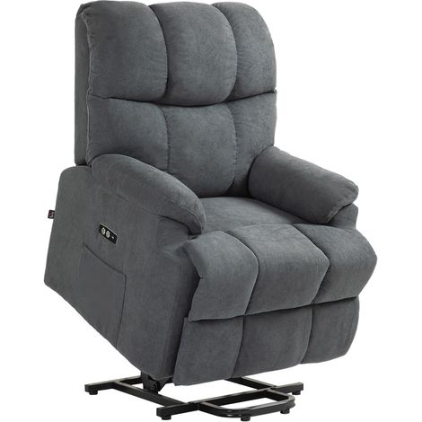 Poltrona Alzapersona con Telecomando e Poggiapiedi 84x96x100 cm Grigio Scuro (1/5)