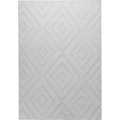 Area Rug Light Grey Fabric 160 x 230 cm Jacquard Rectangular Shape Accent Rug BORAH (1/5)