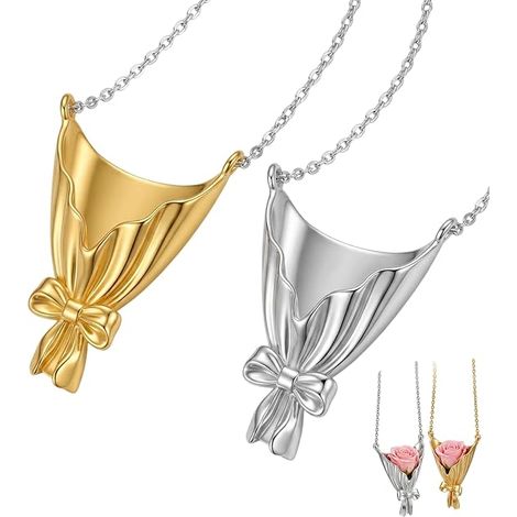 Lot de 2 Colliers Porte-Fleurs, collier porte-fleurs portatif pour petits bouquets, en or et argent pour une exposition florale mains libres. (1/5)