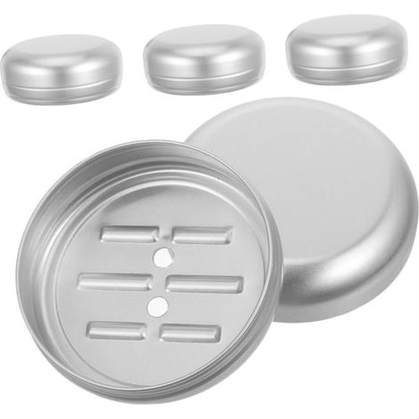 Longziming - Porte-savon en aluminium - Support à savon - Plateau à savon - Séchage rapide - Trous de drainage - Aluminium - Durable, hygiénique et multifonctionnel - Lot de 4 (1/5)