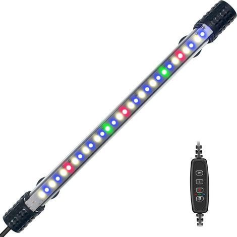 1 Lampe Aquarium Submersible LED,Minuterie 3 Modes,Dimmable 10 Niveaux,4 Couleurs IP68,Aquarium Eau Douce (1/5)