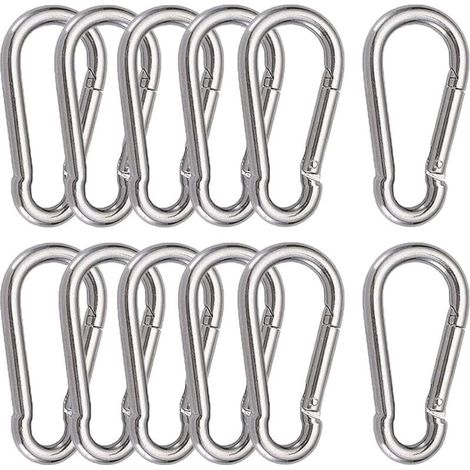 12 Pièces Mousquetons M6 Mousqueton INOX 304 Crochet Mousqueton Boucle à Ressort pour Suspendre Crochet Fixe 60 x 6 mm (1/5)