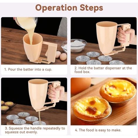 Distributeur manuel de pâte à crêpes, séparateur de pâte pour cupcakes, crêpes, biscuits, gâteaux et gaufres. (1/4)